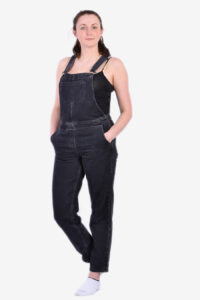 Vintage denim black dungarees