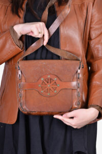 Vintage hand tooled tooled leather handbag