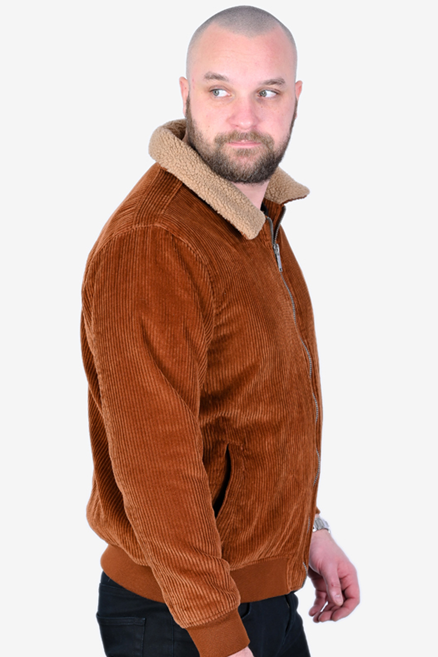 Veste Bomber En Velours Côtelé L.e.i. Vintage Marron - Taille L - Occasion Bon état