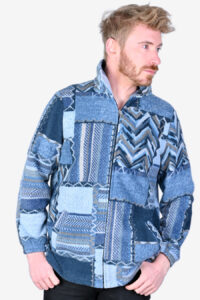 Vintage crazy print fleece jacket