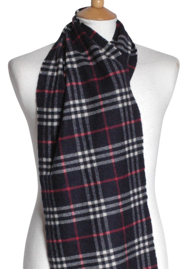 Vintage Burberry Dark Blue Nova Check Scarf - Brick Vintage