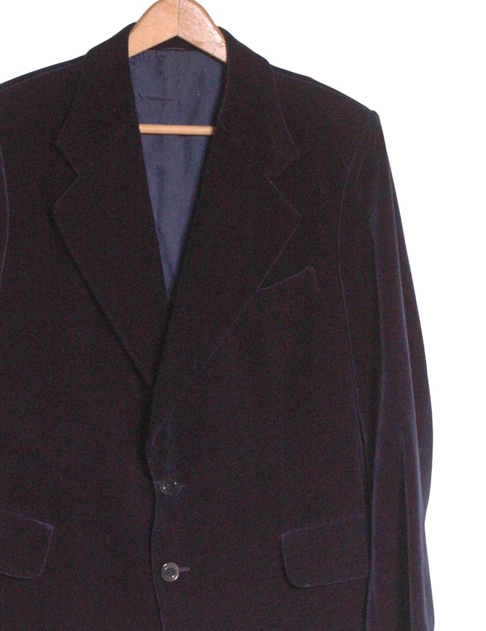Vintage 1970s Navy Blue Velvet Jacket | Size M - Brick Vintage