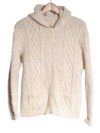 Vintage Aran cardigan with hood.