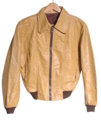 Vintage 1970s yellow leather bomber jacket